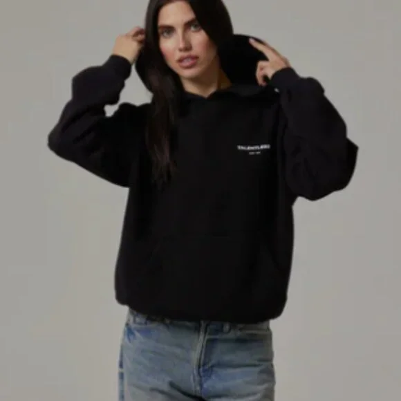 TALENTLESS WOMENS CIRCLE LOGO HOODIE - Size L - Black - Picture 2 of 8